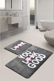Mijölnir Juego de alfombras de baño acrílicas Look - Grey